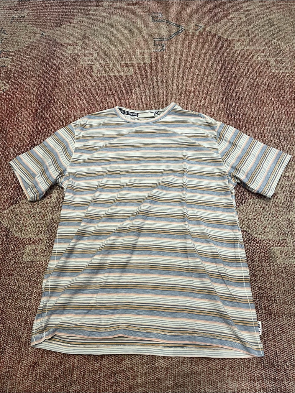 ROWM men’s striped soft woven cotton blend tee size medium